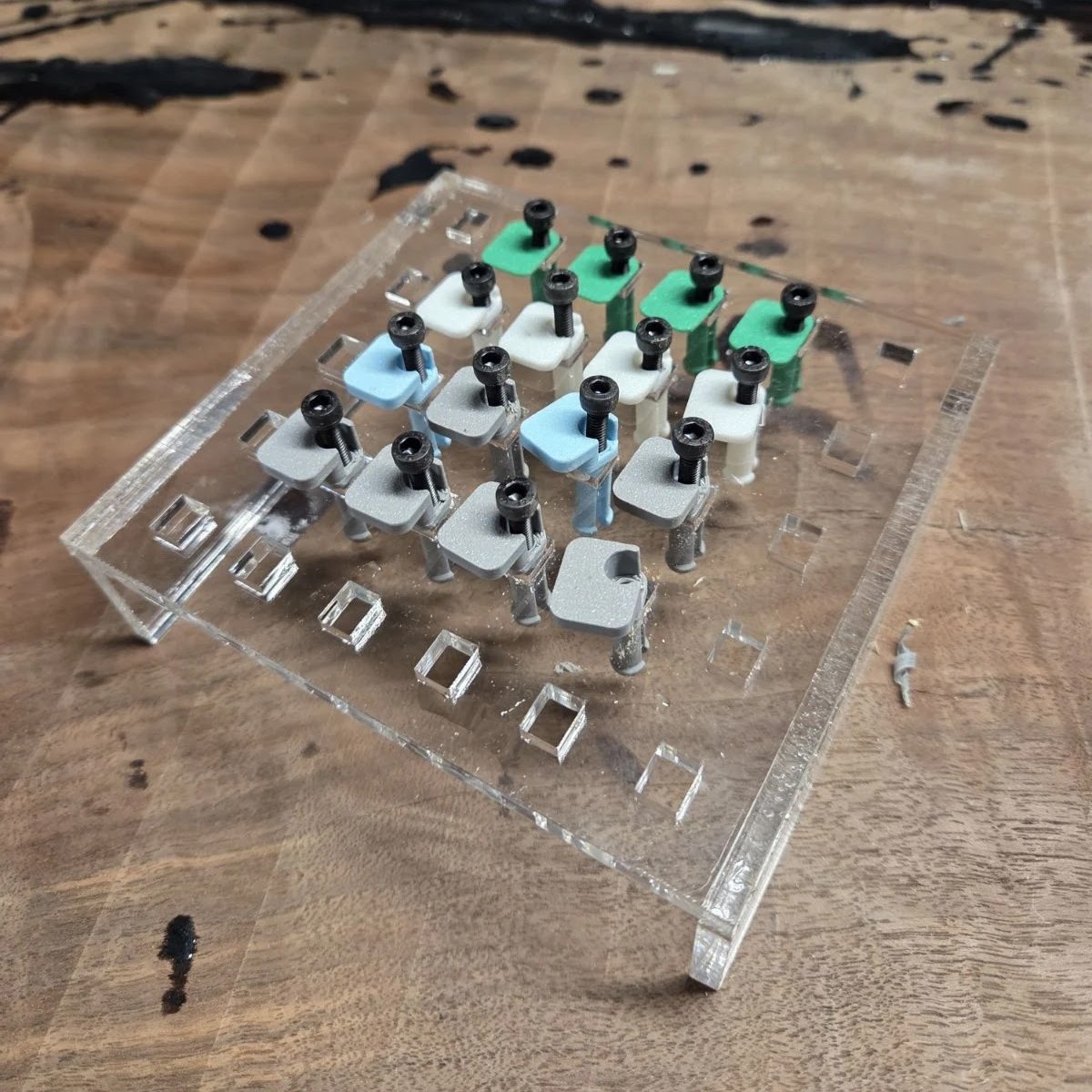 CNC laser screw insert - acrylic and 3d print